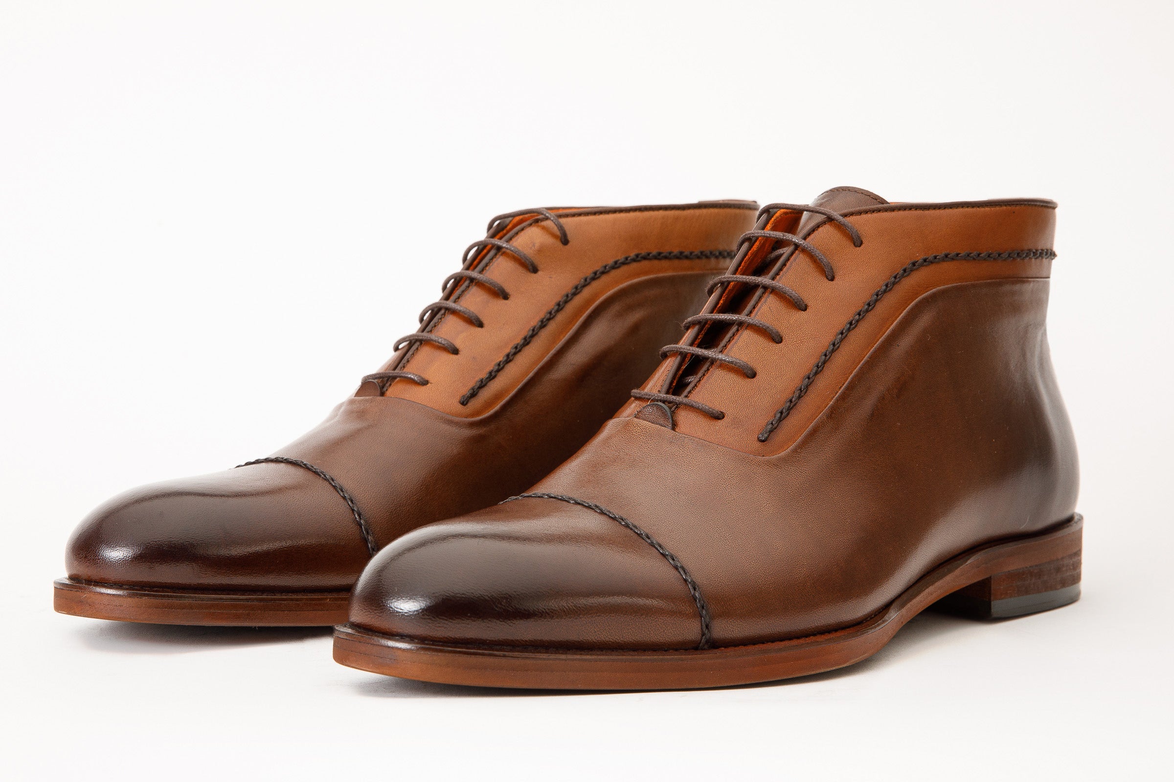 The Rome Tan Leather Oxford Cap-Toe Boot - Vinci Leather