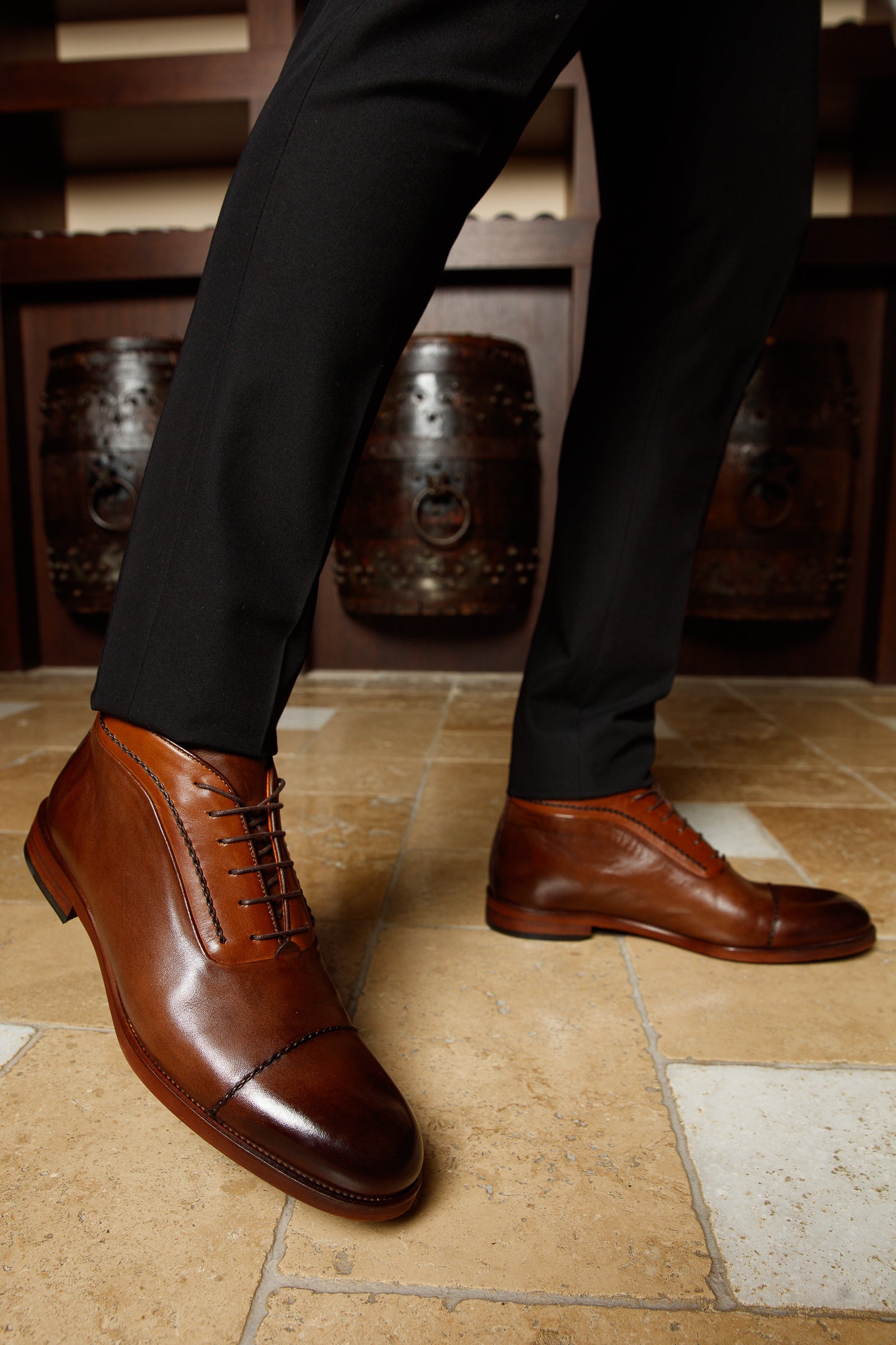 The Rome Tan Leather Oxford Cap-Toe Boot - Vinci Leather