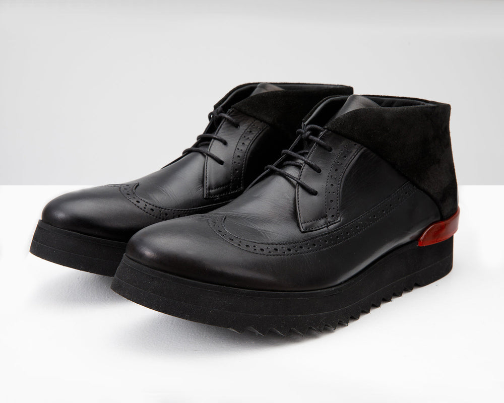The Kagan Black Wingtip Chukka Sneaker Boot - Vinci Leather