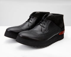 The Kagan Black Wingtip Chukka Sneaker Boot - Vinci Leather