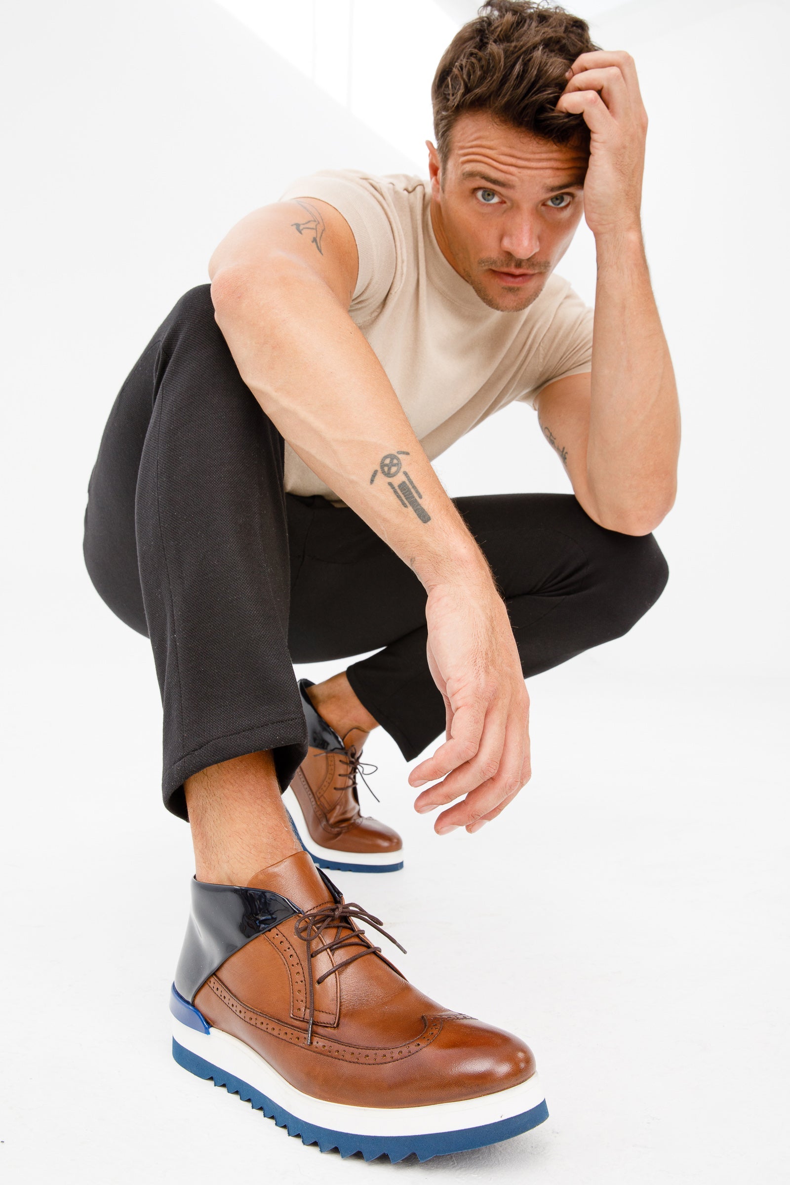 The Kagan Tan Wingtip Chukka Sneaker Boot - Vinci Leather
