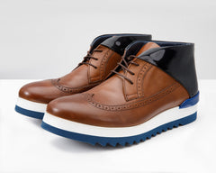 The Kagan Tan Wingtip Chukka Sneaker Boot - Vinci Leather