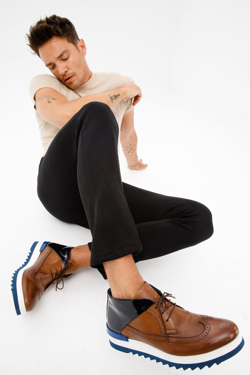 The Kagan Tan Wingtip Chukka Sneaker Boot - Vinci Leather