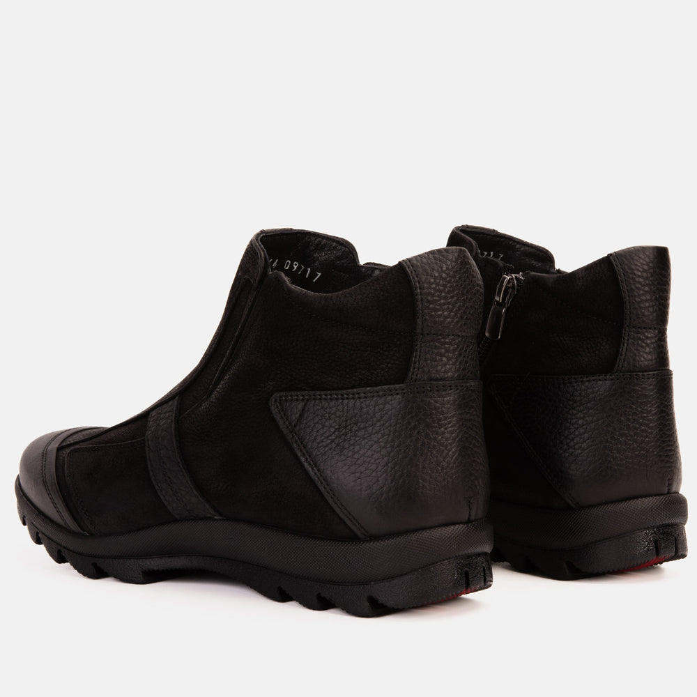 The Montreal Suede Black Leather Casual Zip-Up Ankle Boot - Vinci Leather