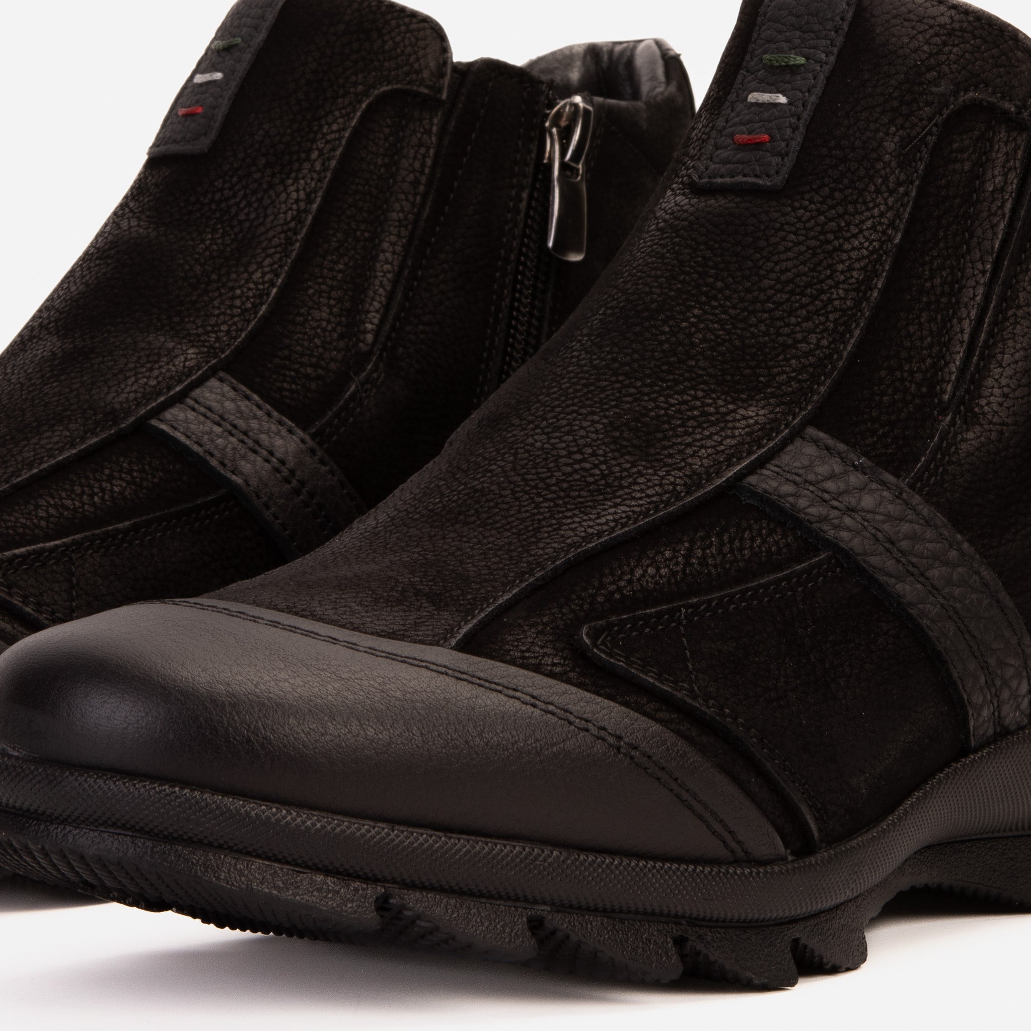 The Montreal Suede Black Leather Casual Zip-Up Ankle Boot - Vinci Leather