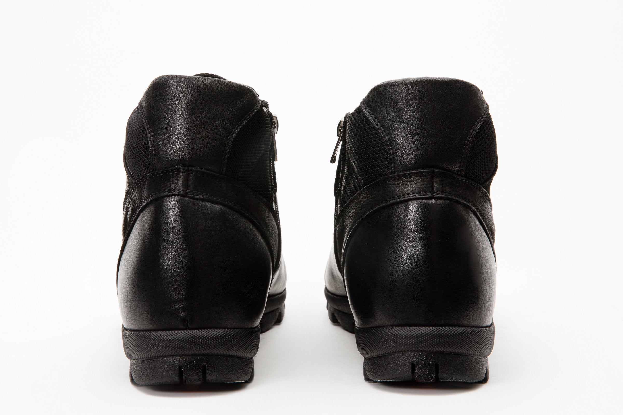 The Houston Leather Black Lace-Up Casual Boot with a Zipper - Vinci Leather