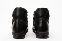 The Houston Leather Black Lace-Up Casual Boot with a Zipper - Vinci Leather