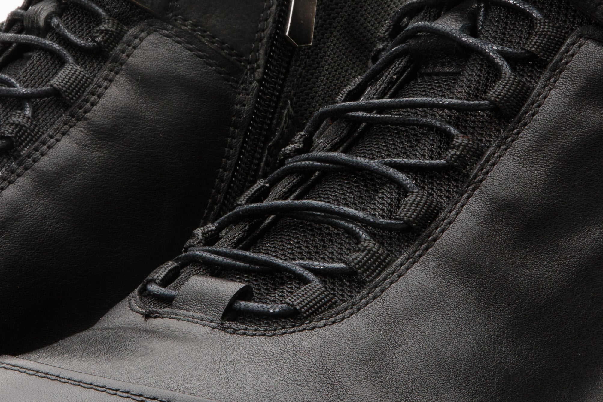 The Houston Leather Black Lace-Up Casual Boot with a Zipper - Vinci Leather