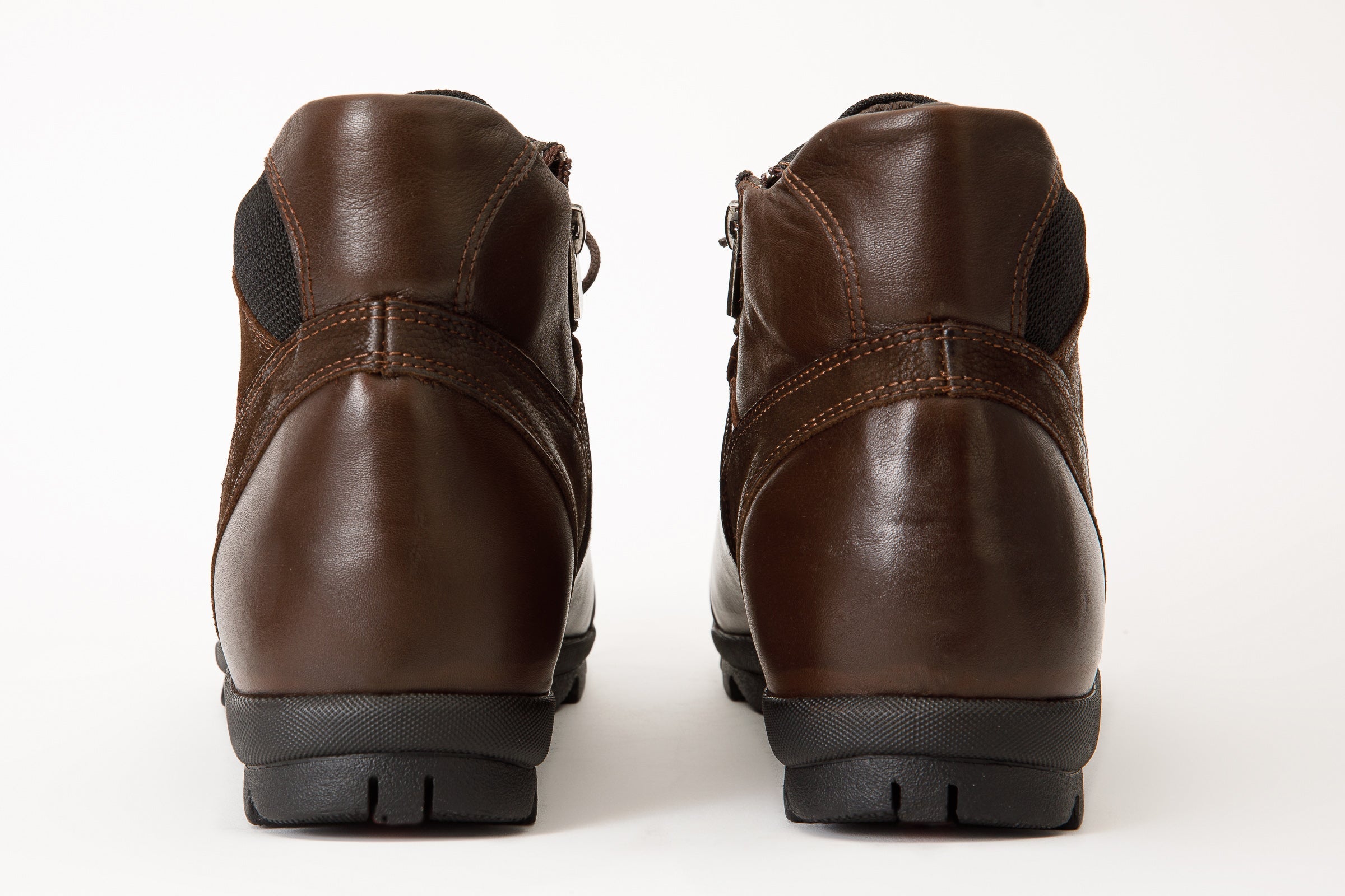 The Houston Leather Brown Lace-Up Casual Boot with a Zipper - Vinci Leather