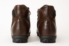 The Houston Leather Brown Lace-Up Casual Boot with a Zipper - Vinci Leather
