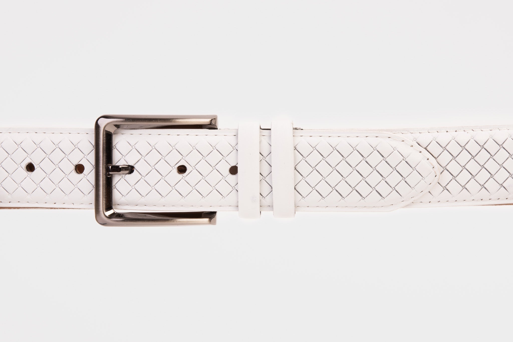 The Layla White Woven Leather Belt - Vinci Leather