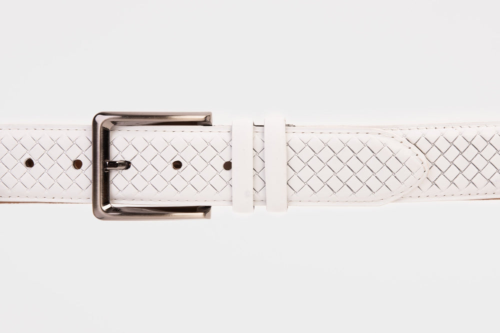 The Layla White Woven Leather Belt - Vinci Leather