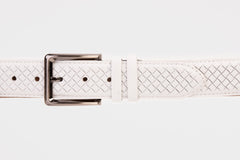 The Layla White Woven Leather Belt - Vinci Leather