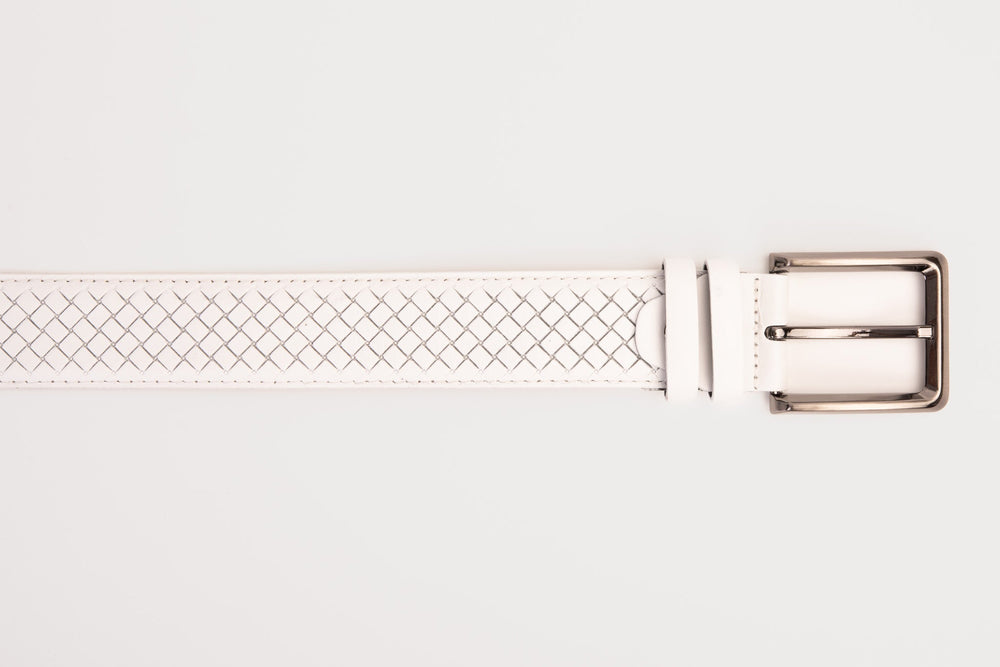 The Layla White Woven Leather Belt - Vinci Leather