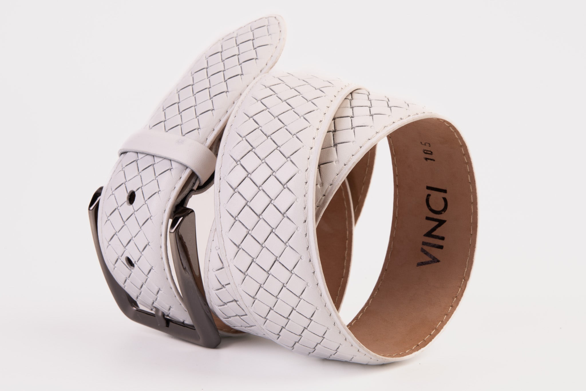 The Layla White Woven Leather Belt - Vinci Leather