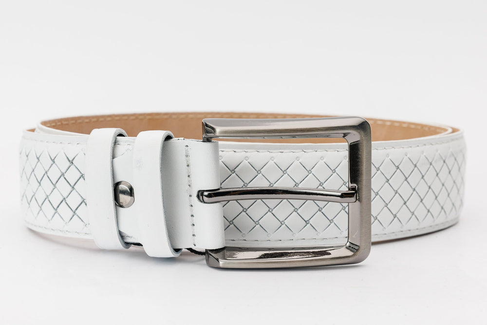 The Layla White Woven Leather Belt - Vinci Leather