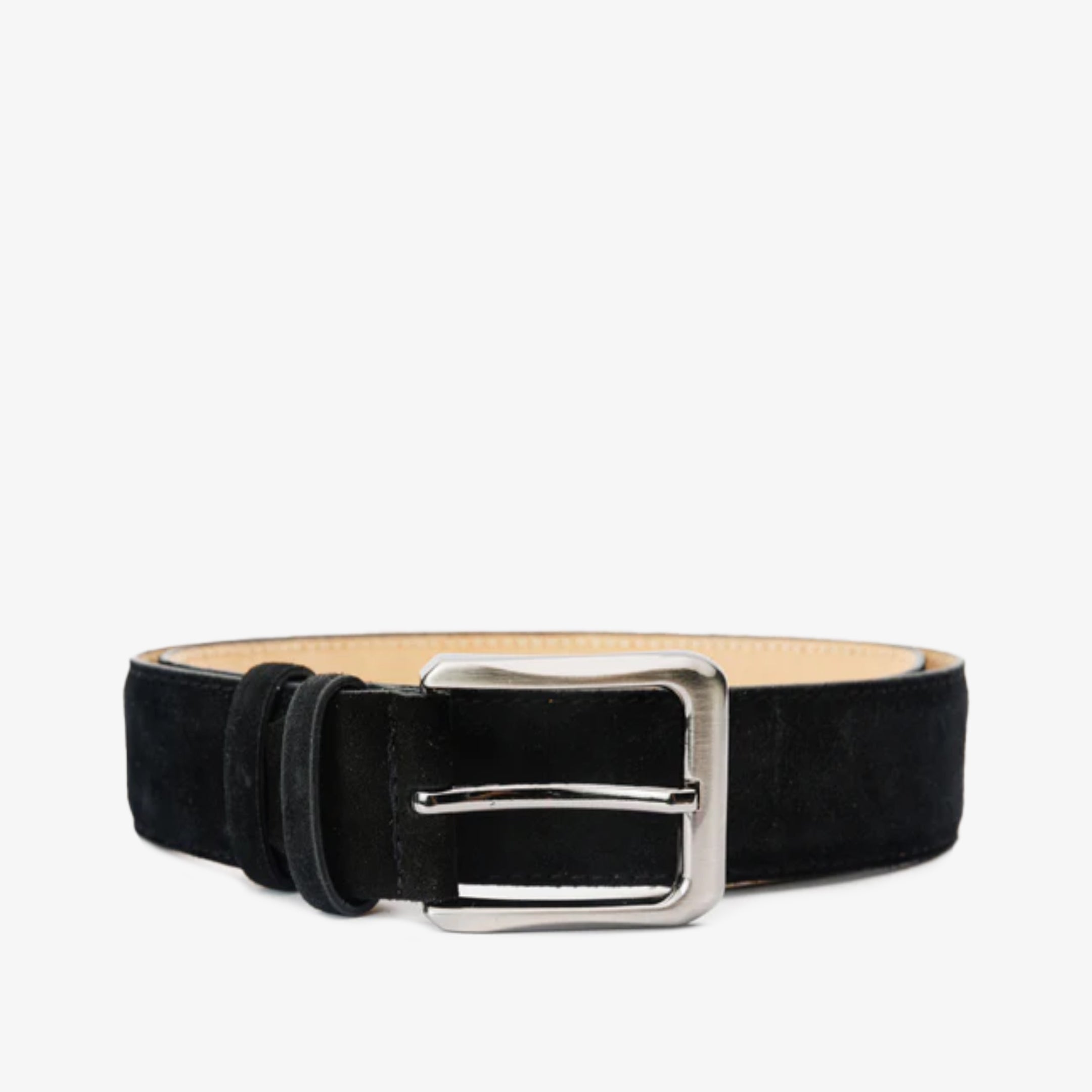 The Bari Black Suede Leather Belt - Vinci Leather