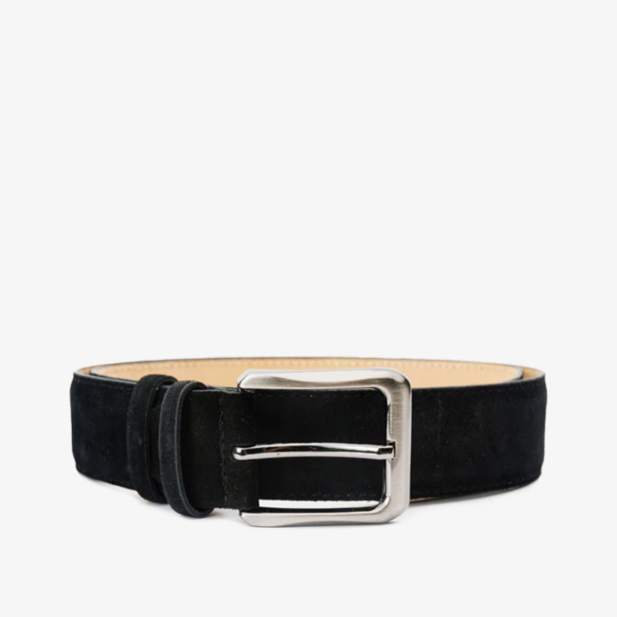 The Bari Black Suede Leather Belt - Vinci Leather