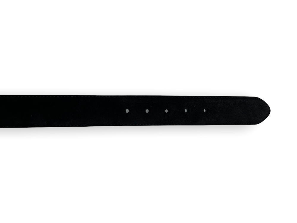 The Bari Black Suede Leather Belt - Vinci Leather