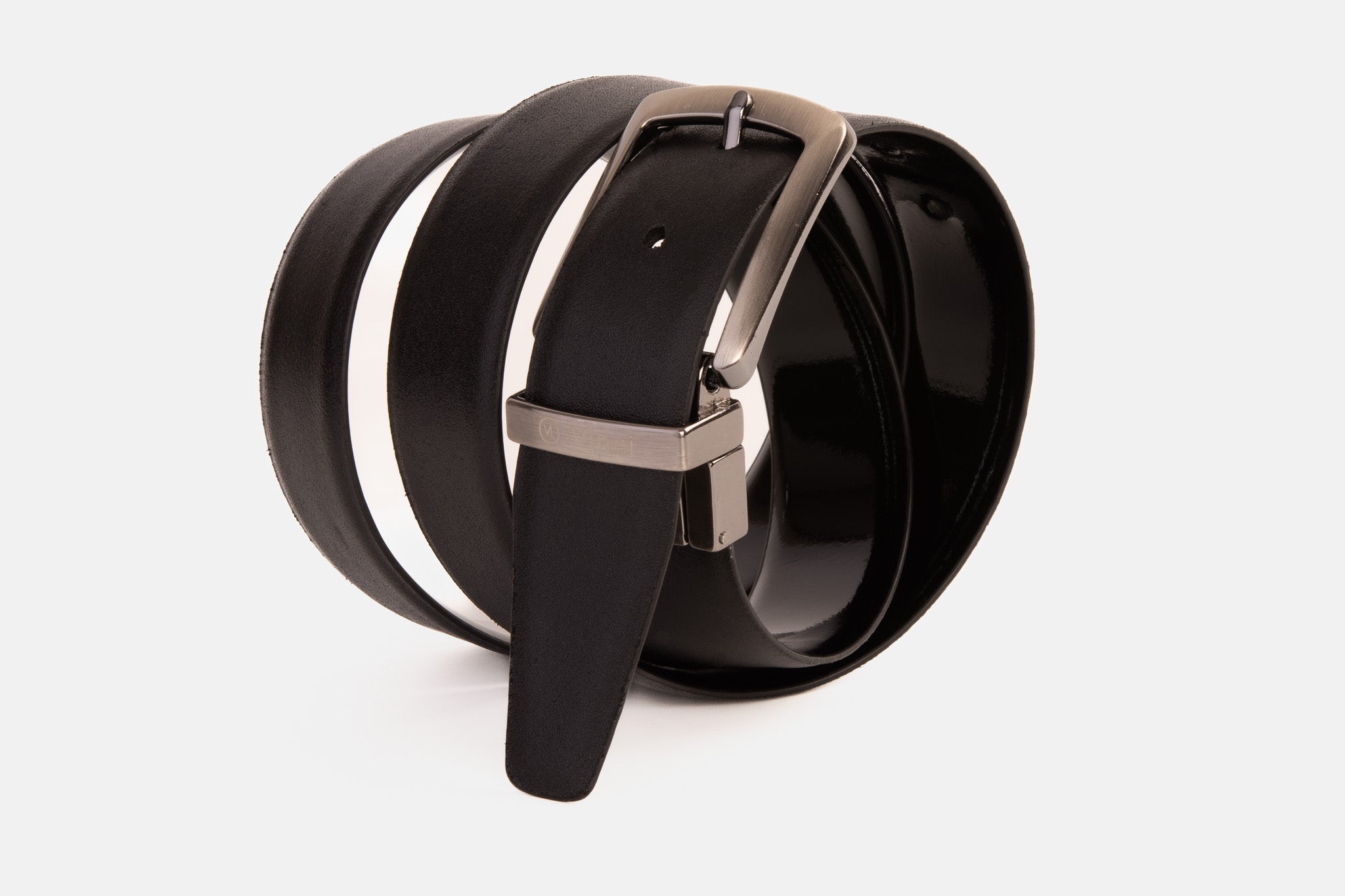 The Sun Reversible Black Patent Leather Belt - Vinci Leather