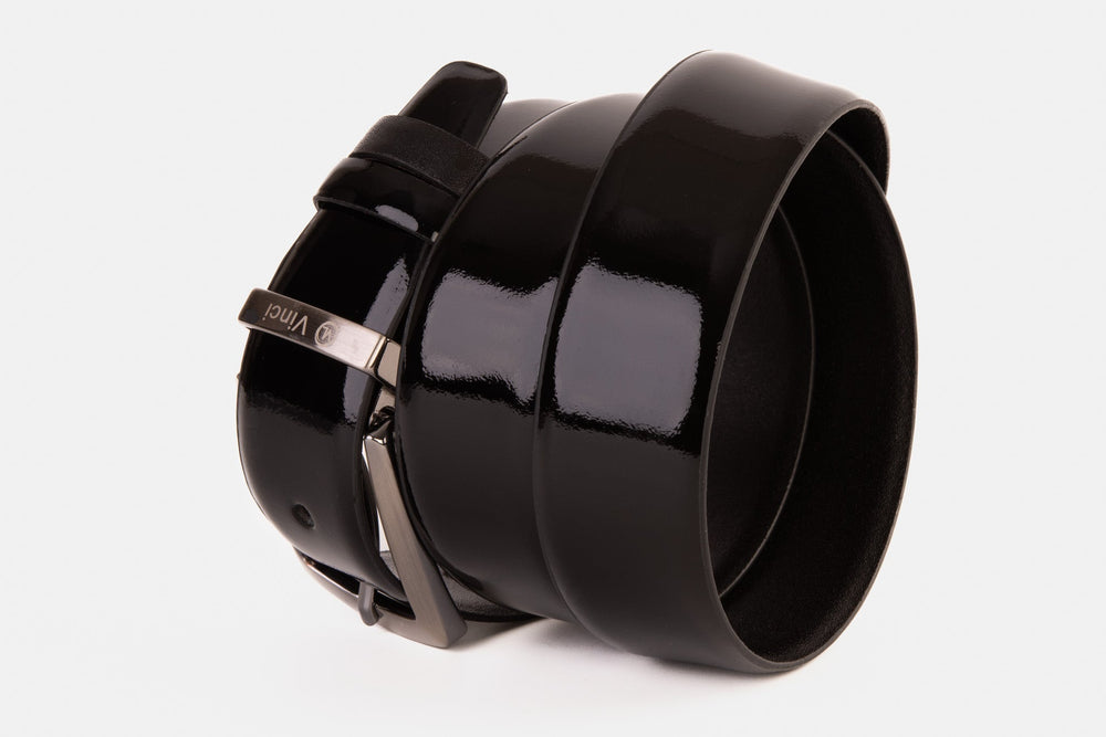 The Sun Reversible Black Patent Leather Belt - Vinci Leather