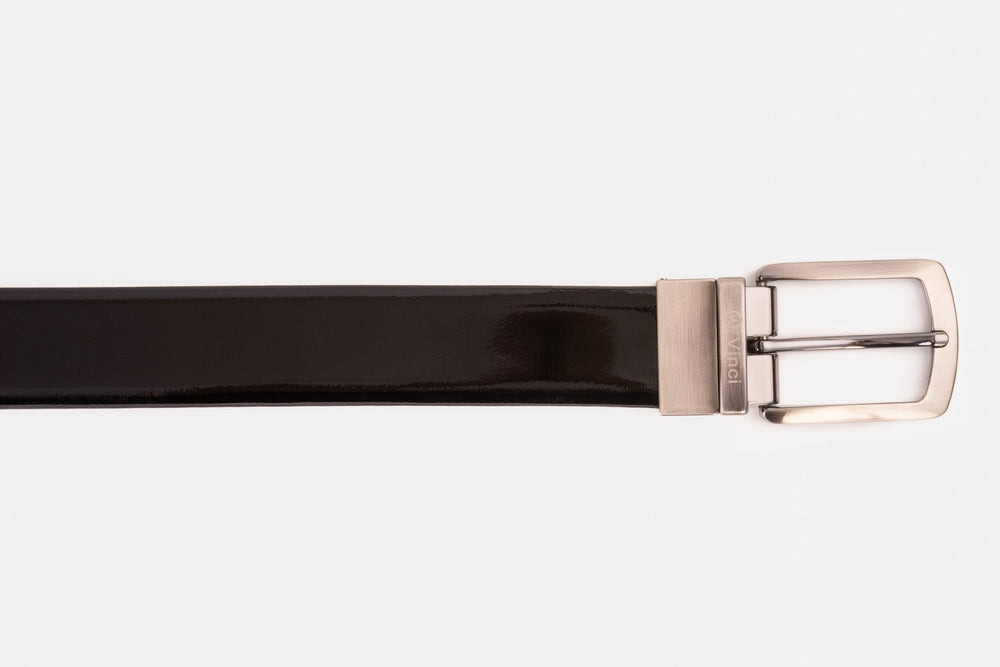 The Sun Reversible Black Patent Leather Belt - Vinci Leather