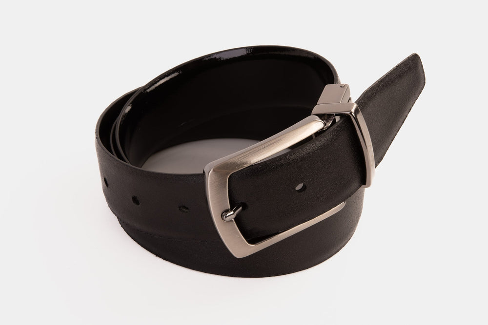 The Sun Reversible Black Patent Leather Belt - Vinci Leather
