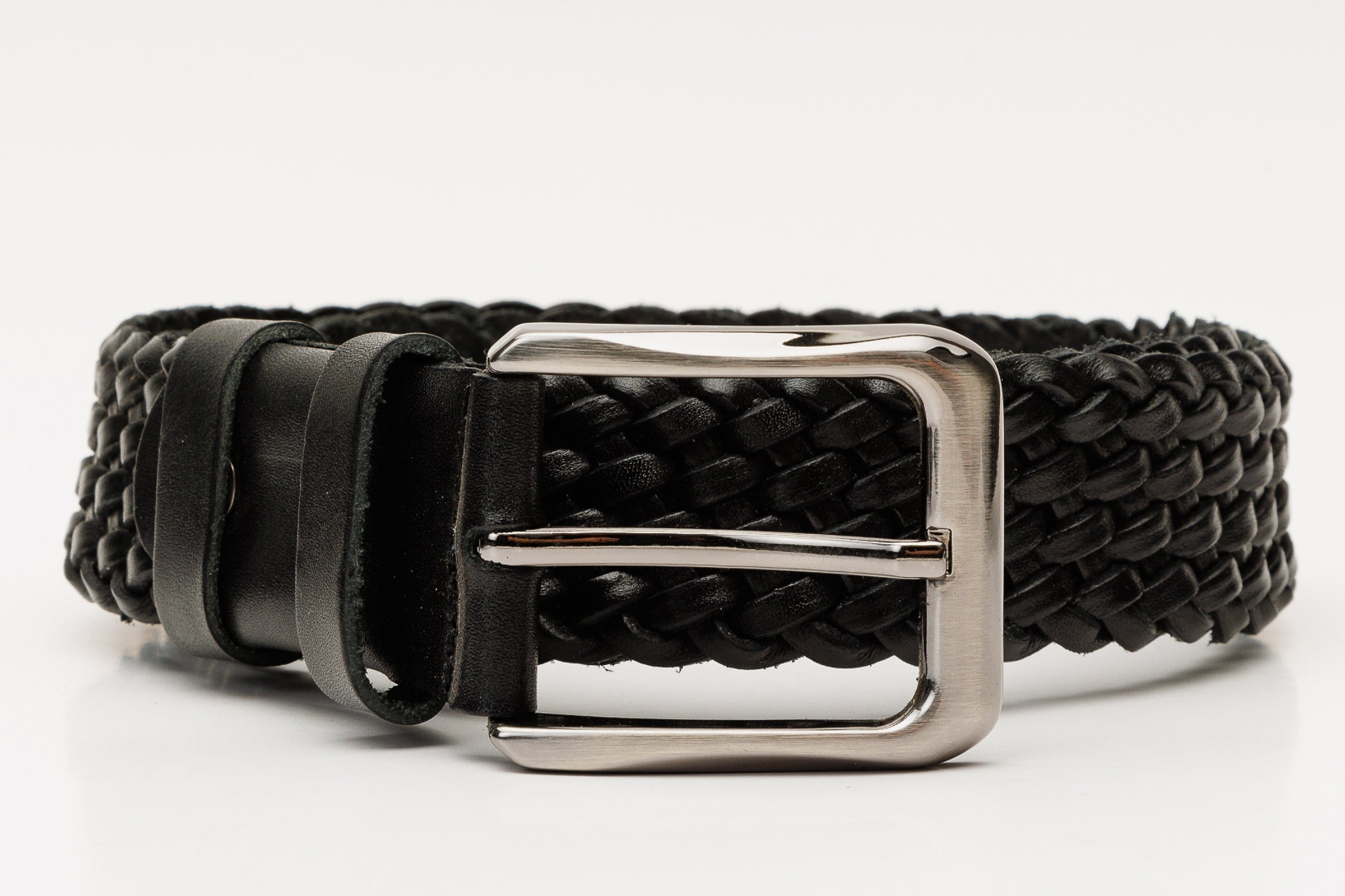 The Mclean Woven Black Leather Belt - Vinci Leather