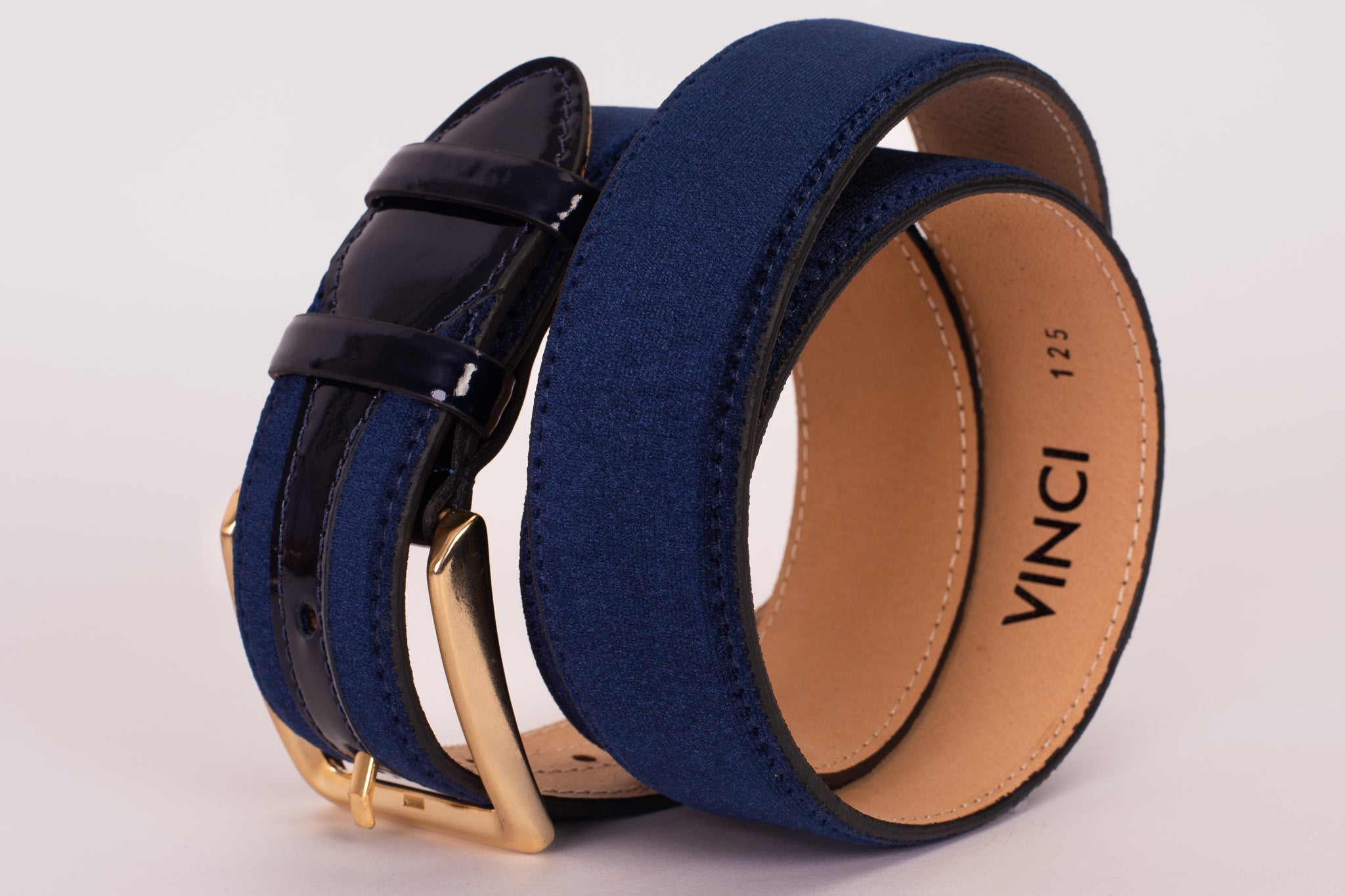 The Casaletti Navy Blue Leather Belt - Vinci Leather