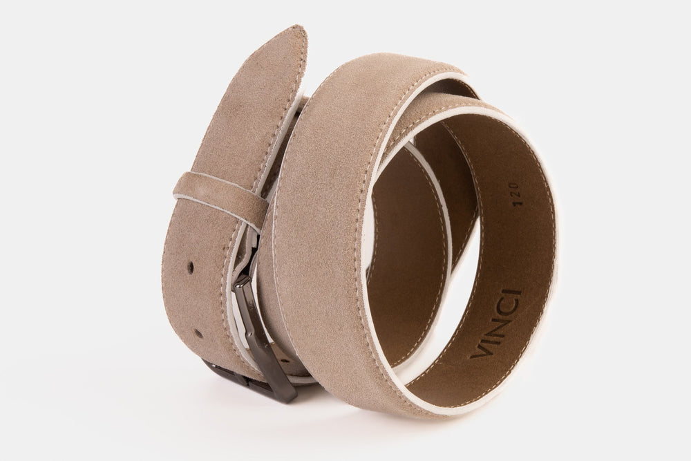 The Bari Beige Leather Belt - Vinci Leather