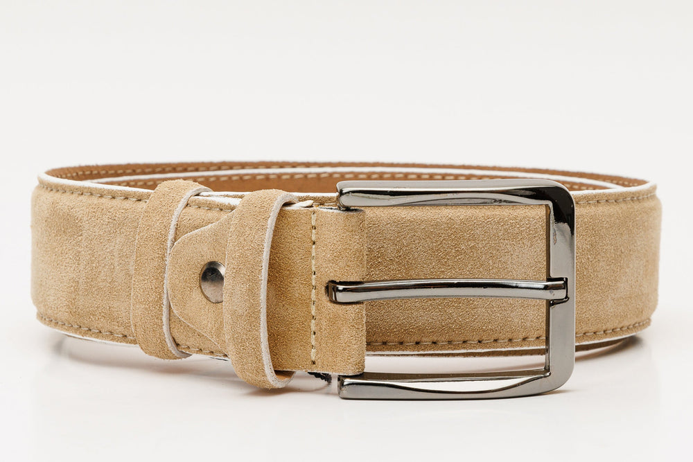 The Bari Beige Leather Belt - Vinci Leather