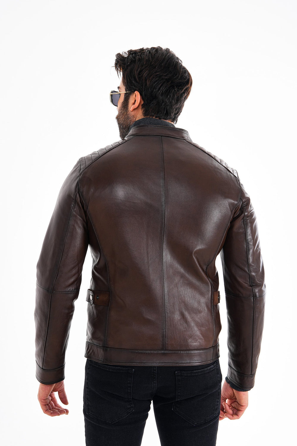 The Brescia Brown Leather Racer Jacket - Vinci Leather