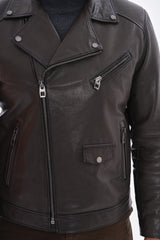 The Volt Textured Charcoal Leather Jacket - Vinci Leather