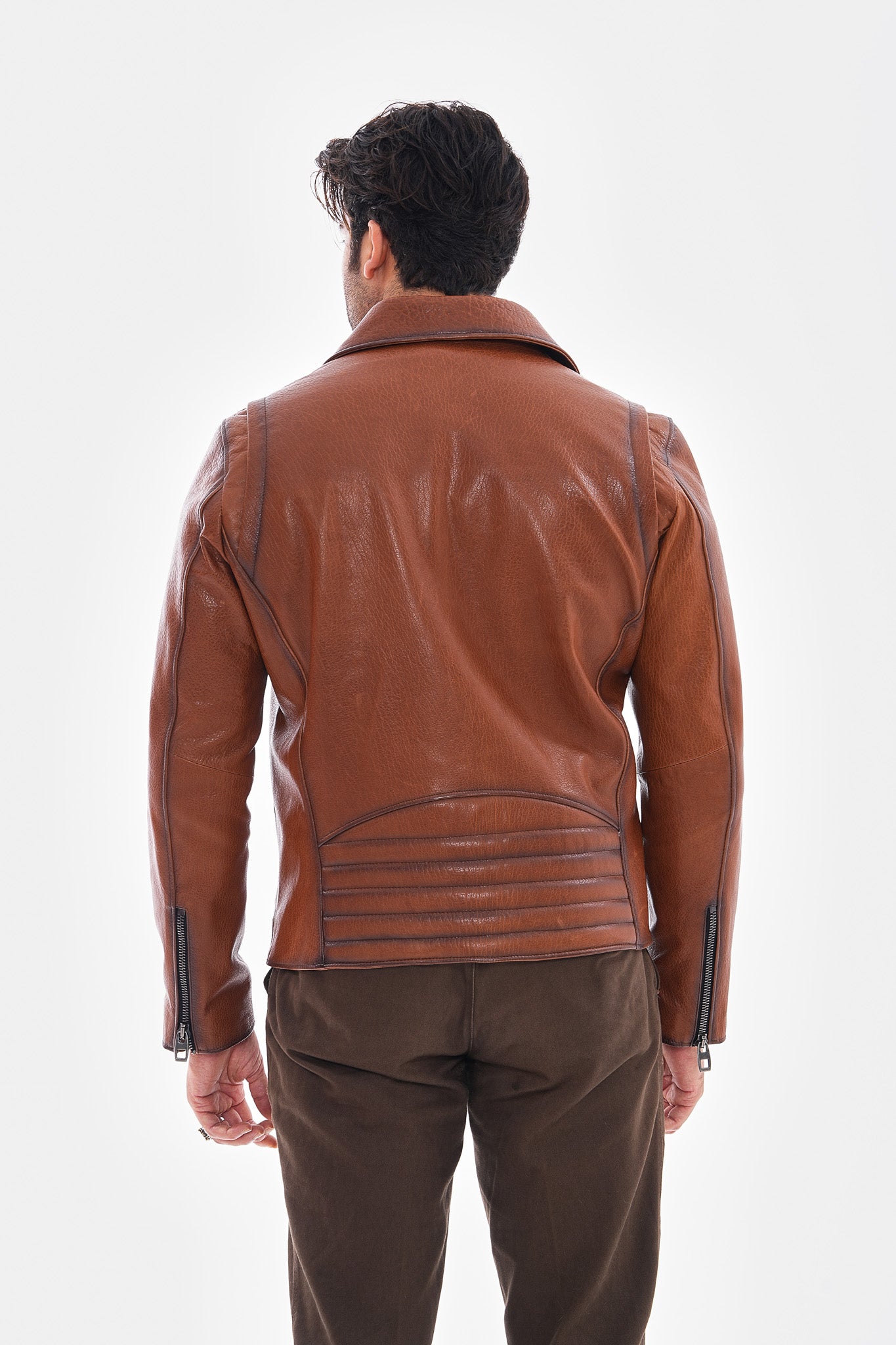 The Volt Textured Tan Leather Jacket - Vinci Leather