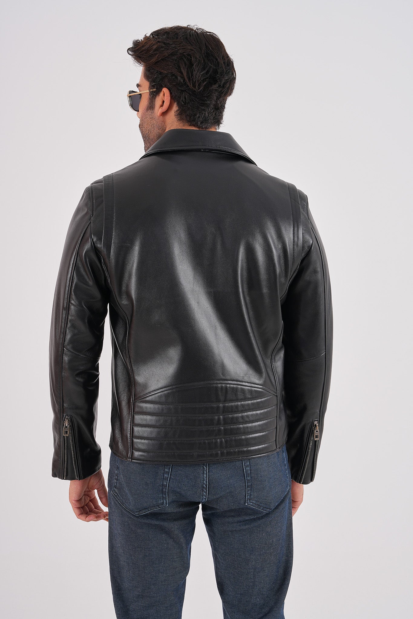 The Volt Black Leather Biker Jacket - Vinci Leather