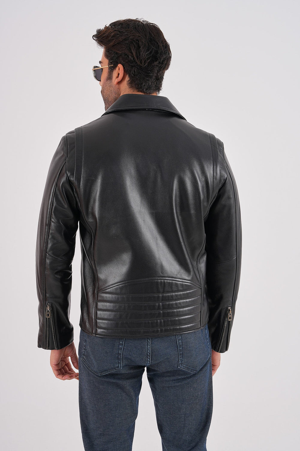 The Volt Black Leather Biker Jacket - Vinci Leather