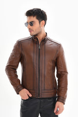 The Arezzo Brown Leather Jacket - Vinci Leather