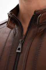 The Arezzo Brown Leather Jacket - Vinci Leather