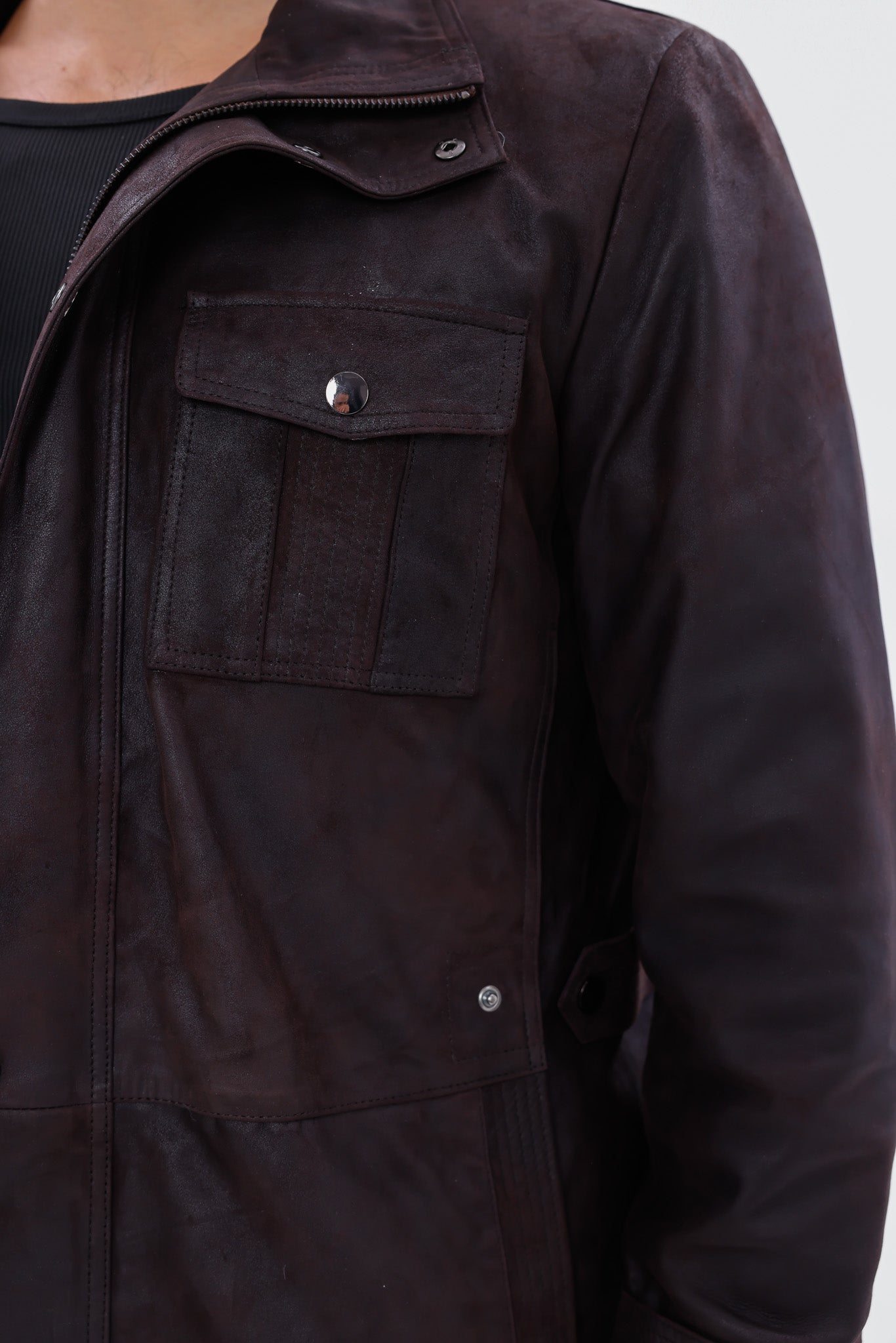 The Cremona Deep Brown Suede Leather Jacket - Vinci Leather