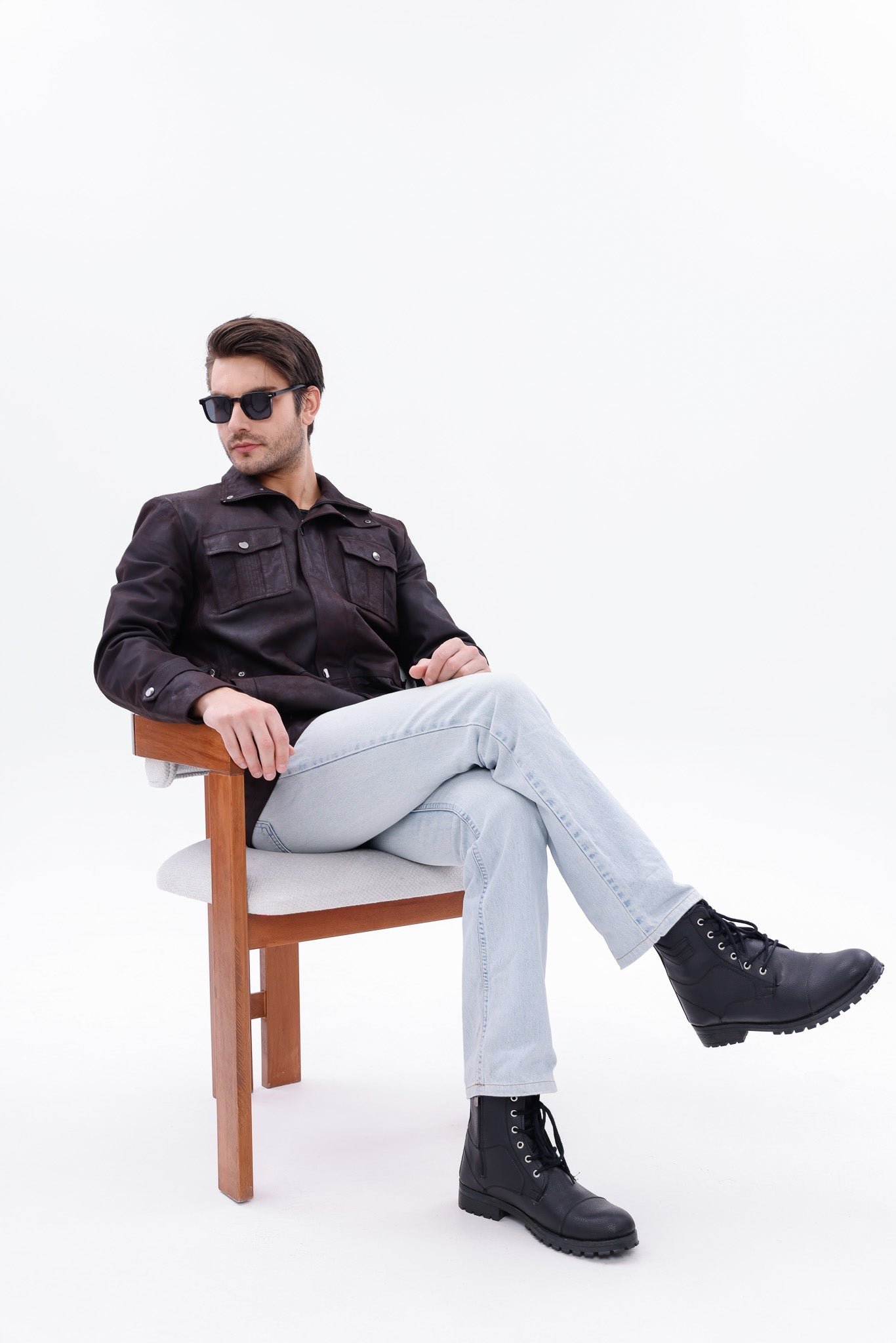 The Cremona Deep Brown Suede Leather Jacket - Vinci Leather