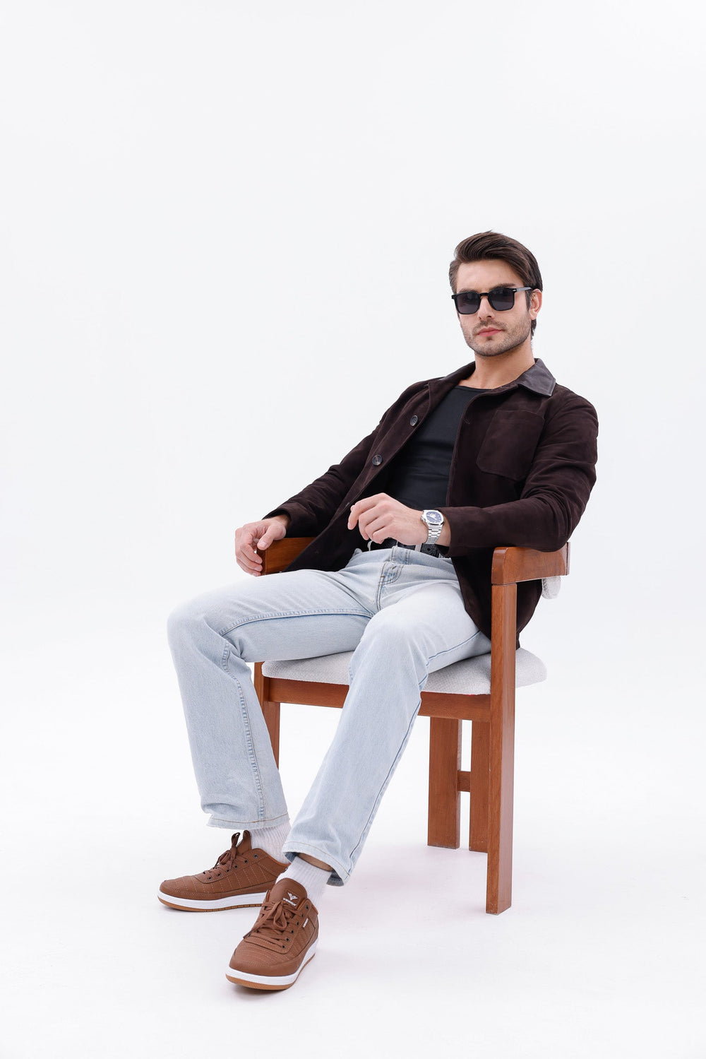 The Matera Suede Brown Leather Jacket - Vinci Leather