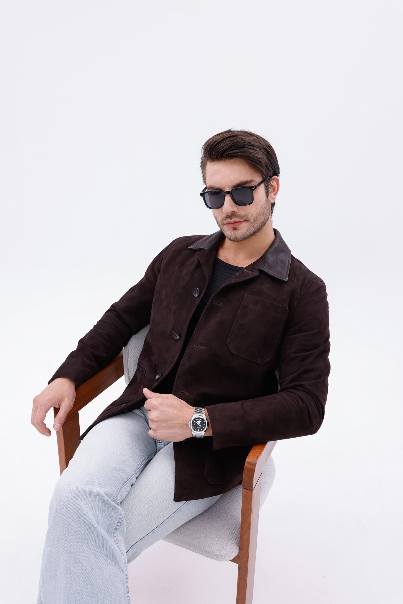 The Matera Suede Brown Leather Jacket - Vinci Leather
