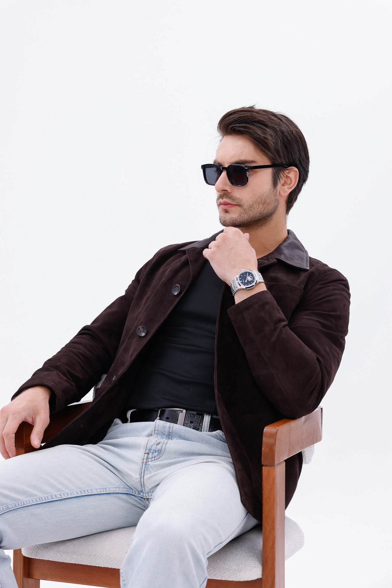 The Matera Suede Brown Leather Jacket - Vinci Leather