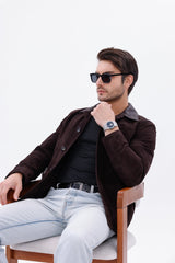 The Matera Suede Brown Leather Jacket - Vinci Leather