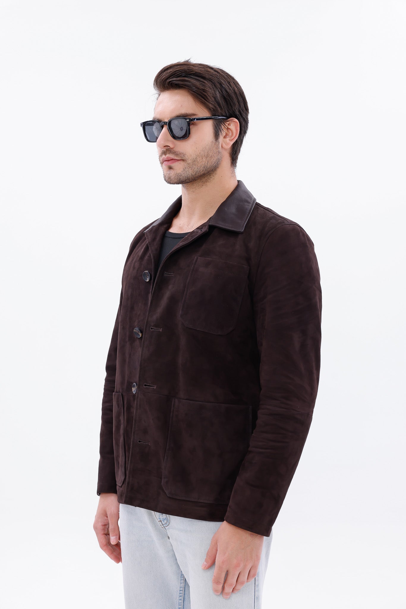 The Matera Suede Brown Leather Jacket - Vinci Leather