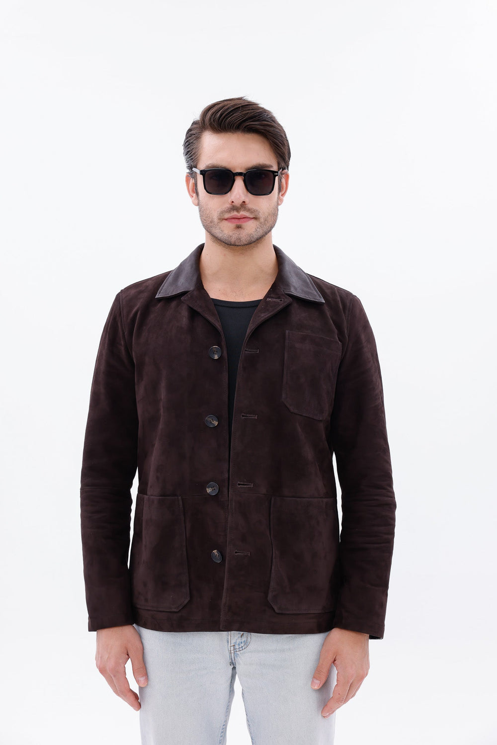 The Matera Suede Brown Leather Jacket - Vinci Leather