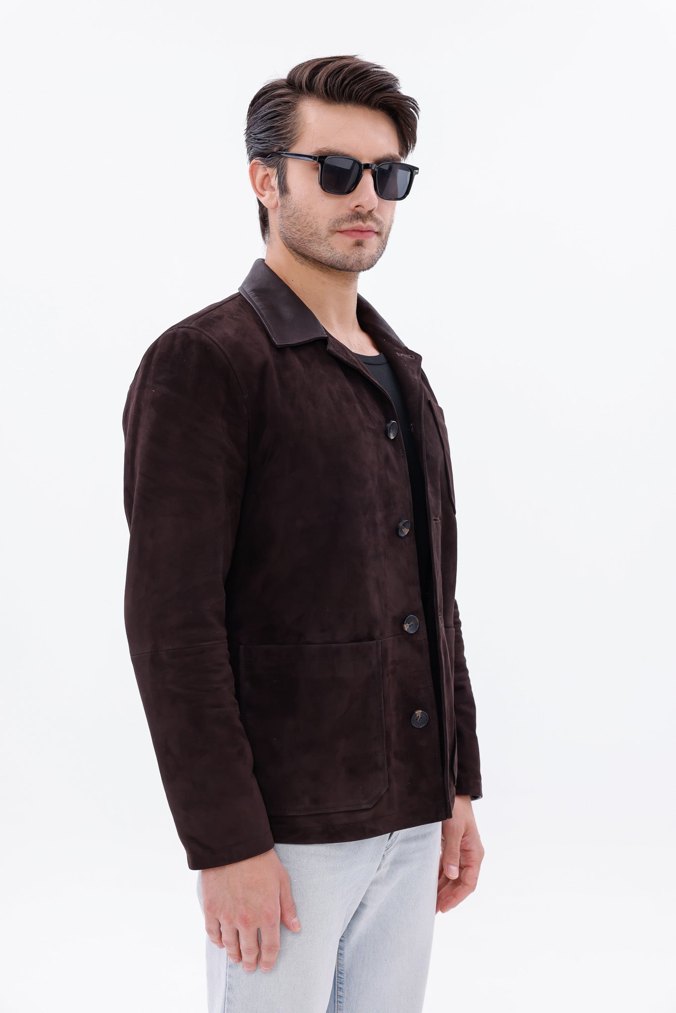 The Matera Suede Brown Leather Jacket - Vinci Leather