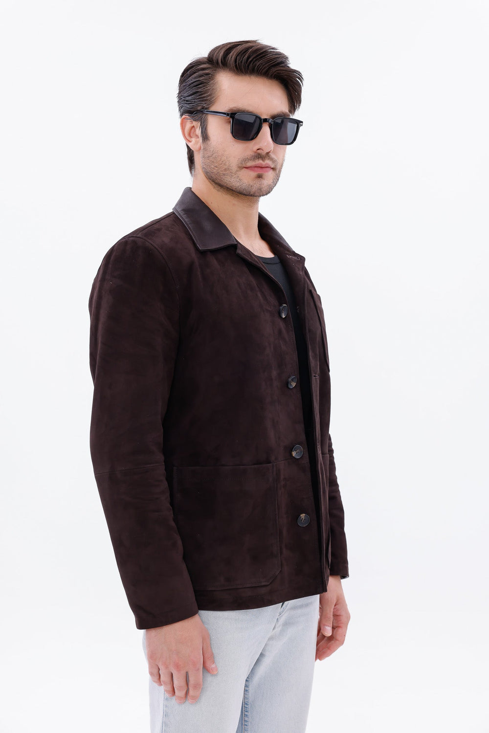 The Matera Suede Brown Leather Jacket - Vinci Leather