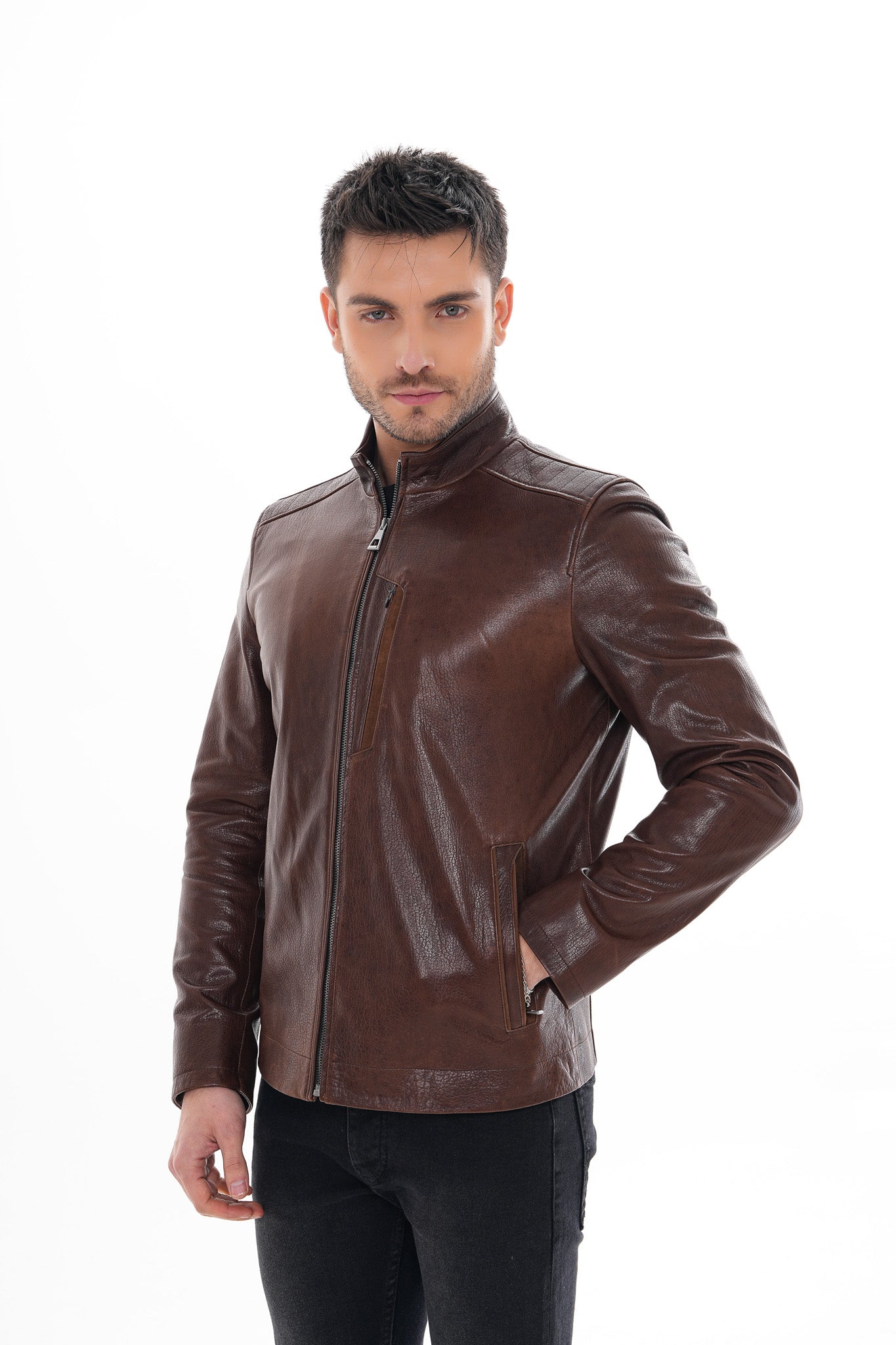 The Marco Brown Leather Jacket - Vinci Leather