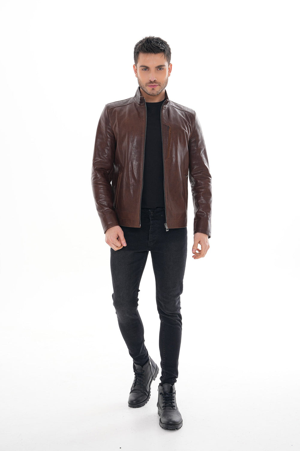 The Marco Brown Leather Jacket - Vinci Leather
